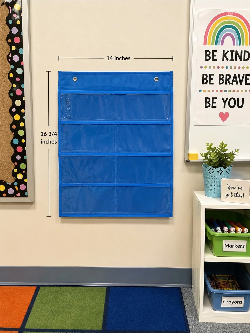 Teaching Tree Blue Pocket Chart Classroom Teacher Homeschool Organizer 7 Pockets